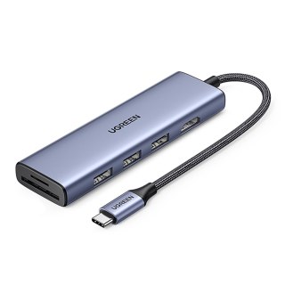 6w1 HUB Adapter USB-C - HDMI / USB-A / czytnik kart SD TF - szary UGREEN