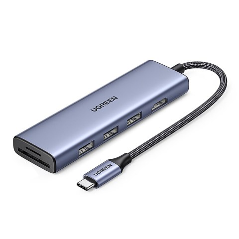 6w1 HUB Adapter USB-C - HDMI / USB-A / czytnik kart SD TF - szary UGREEN