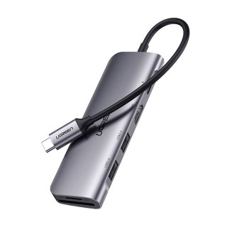 6w1 HUB adapter USB-C - HDMI USB-A USB-C PD czytnik SD TF - szary UGREEN