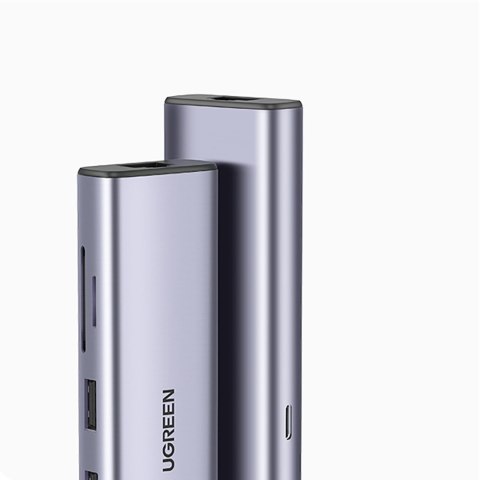 HUB Adapter USB-C - USB-A / HDMI / RJ45 / czytnik kart SD i TF / USB-C PD 100W - szary UGREEN