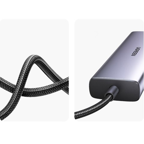 HUB Adapter USB-C - USB-A / HDMI / RJ45 / czytnik kart SD i TF / USB-C PD 100W - szary UGREEN