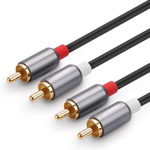 Kabel przewód audio 2RCA (męski) - 2RCA (męski) 2m - szary UGREEN