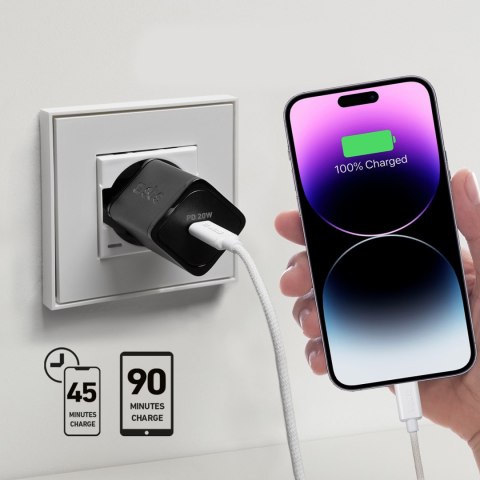 Ładowarka sieciowa Power Delivery GaN USB-C 20W - czarna SBS