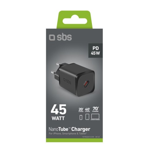 Ładowarka sieciowa Power Delivery GaN USB-C 45W - czarna SBS