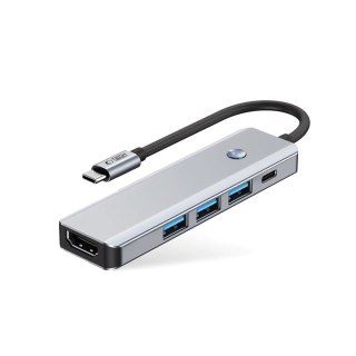 5w1 HUB Adapter USB-C PD USB-A HDMI 4K 60Hz 100W - szary Tech-Protect
