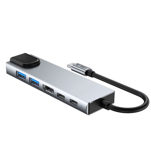 6w1 HUB Adapter USB-C USB-A HDMI RJ45 4K 30Hz PD 100W - szary Tech-Protect