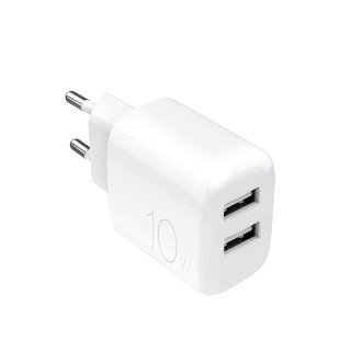 Ładowarka sieciowa 2x USB-A PROLITE 10W - biała PURO