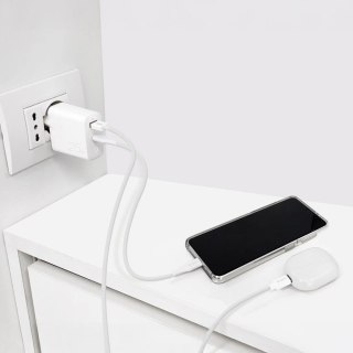 Ładowarka sieciowa USB-A USB-C PD 25W - biała PURO