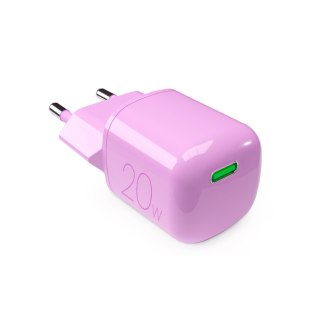 Ładowarka sieciowa USB-C GaN 20W - różowa PURO