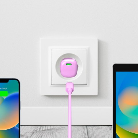 Ładowarka sieciowa USB-C GaN 20W - różowa PURO