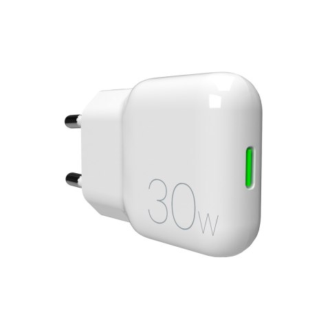 Ładowarka sieciowa USB-C GaN 30W - biała PURO
