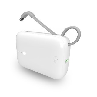 Powerbank 10000mAh USB-A USB-C z wbudowanym kablem - biały PURO