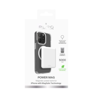 Powerbank 5000mAh USB-C MagSafe Power Mag - biały PURO