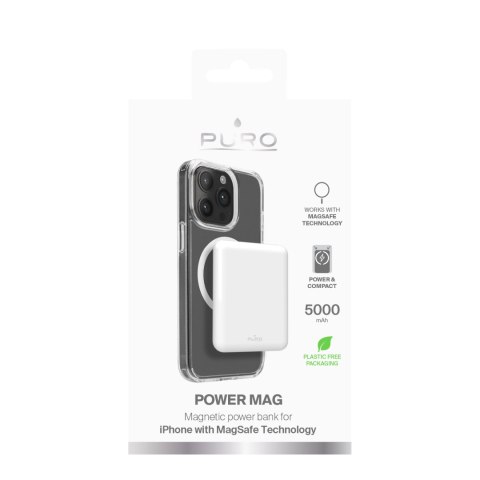 Powerbank 5000mAh USB-C MagSafe Power Mag - biały PURO