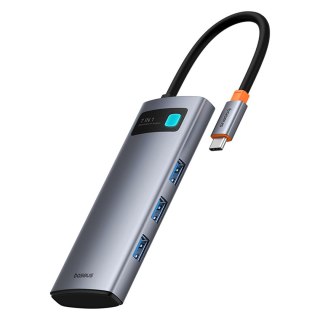 7w1 HUB adapter Metal Gleam USB-C HDMI USB-A USB-C PD SD microSD - szary BASEUS