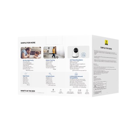 Kamera wewnętrzna Security P1 Pro do monitoringu microSD Wi-Fi 3K AI - biała BASEUS