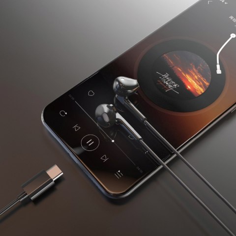 Słuchawki przewodowe douszne USB-C 1.2m - czarne DUDAO