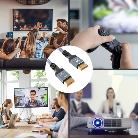 Kabel przewód DisplayPort z ceryfikatem VESA 80 Gb/s 16K HDR HDCP DSC 1m - czarny