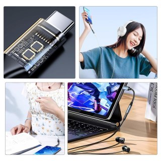 Adapter przejściówka USB-C - mini jack 3.5mm - czarny WOZINSKY