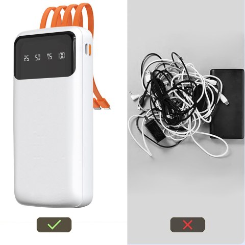 Powerbank K6Pro 10000mAh z wbudowanymi kablami USB-C microUSB iPhone Lightning - czarny DUDAO