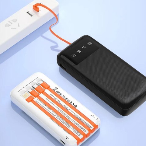 Powerbank K6Pro 10000mAh z wbudowanymi kablami USB-C microUSB iPhone Lightning - czarny DUDAO