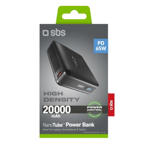 Powerbank z wyświetlaczem LCD 20000mAh USB-C 65W - czarny
