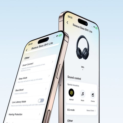 Słuchawki bezprzewodowe nauszne mocny bas Bass BH1 Bluetooth - czarne BASEUS