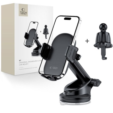 Uchwyt samochodowy do smartfona na kokpit kratkę nawiewu V7 - czarny Tech-Protect