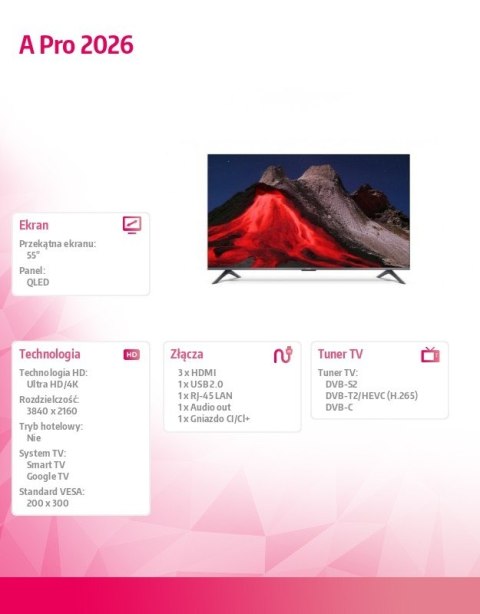 Telewizor TV A Pro 2026 55 cali