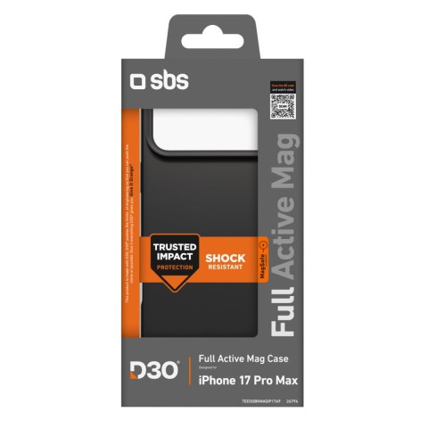 Etui case na iPhone 17 Pro Max z technologią D3O Full Active Mag - czarne SBS