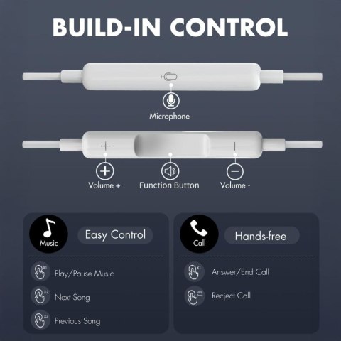 Słuchawki przewodowe douszne Ultraboost Core G2 Lightning - białe Tech-Protect
