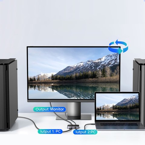 Switch przełącznik DisplayPort USB-C do USB-C - szary UGREEN