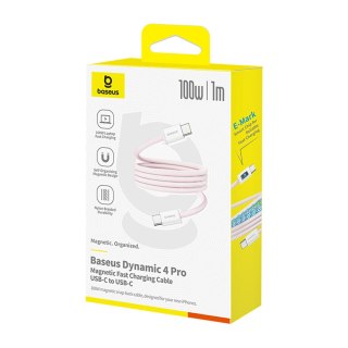 Kabel przewód samoczynnie układający się USB-C Dynamic 4 Pro 100W 1m - różowy BASEUS