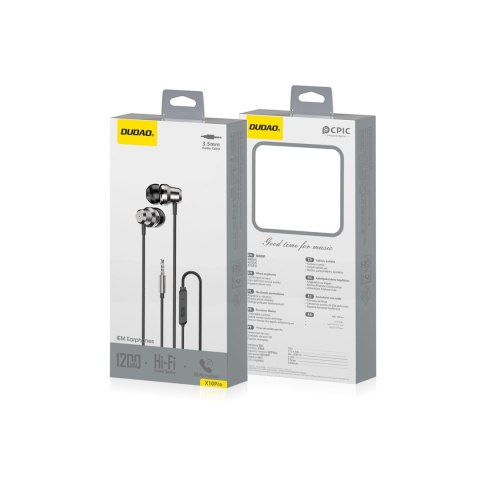 Słuchawki przewodowe dokanałowe X10PRO mini jack 3.5mm - czarne DUDAO