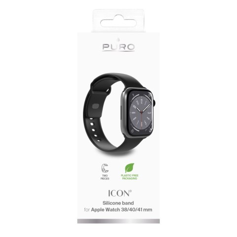 Pasek silikonowy do zegarka Apple Watch 38 40 41 mm Icon czarny - 2 szt. PURO