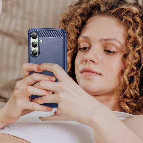 Etui silikonowe do Samsung Galaxy S24 FE Carbon Case - niebieski HURTEL