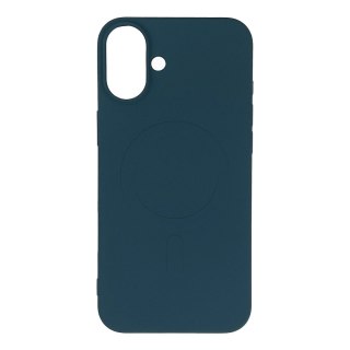 Etui plecki na iPhone 16e Liquid Silicone Case MagSafe - niebieskie HURTEL