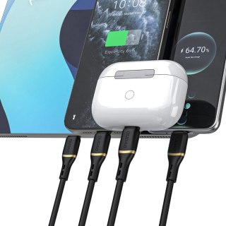 Kabel przewód z oplotem z miękkiego silikonu USB-A - iPhone Lightning 30W 1m - czarny DUDAO