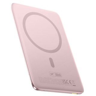 Powerbank 5000mAh 20W Ultra-Slim z kablem USB-C MagSafe 60W 30cm - różowy BASEUS