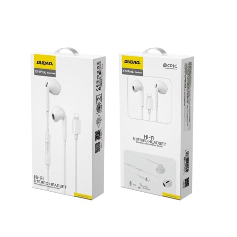 Słuchawki przewodowe douszne X14PROL-W1 iPhone Lightning - białe