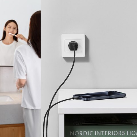 Ładowarka sieciowa USB-C GaN5 30W z kablem USB-C 100W - czarna BASEUS