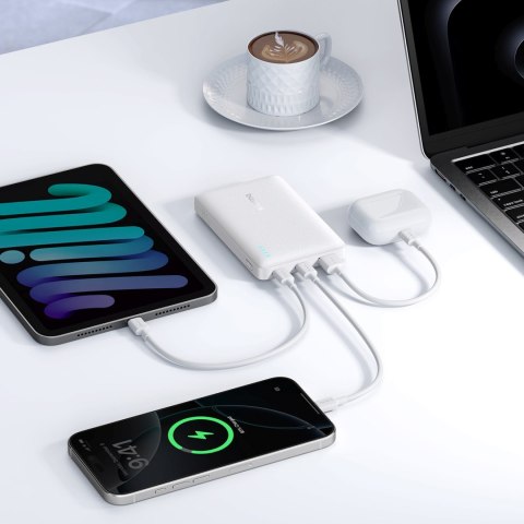 Powerbank 10000mAh 22.5W EnerFill FP21 USB-A USB-C z kablem USB-C - biały BASEUS