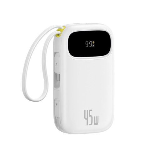 Powerbank 10000mAh 45W FC31 Qpow 3 z wyświetlaczem kablami USB-C iPhone Lightning - biały BASEUS