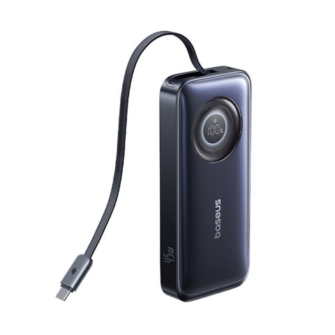 Powerbank 10000mAh 45W USB-C EnerCore CR11 ze zwijanym kablem USB-C - czarny BASEUS