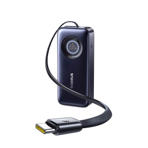 Powerbank 20000mAh 67W ze zwijanym kablem USB-C - czarny BASEUS