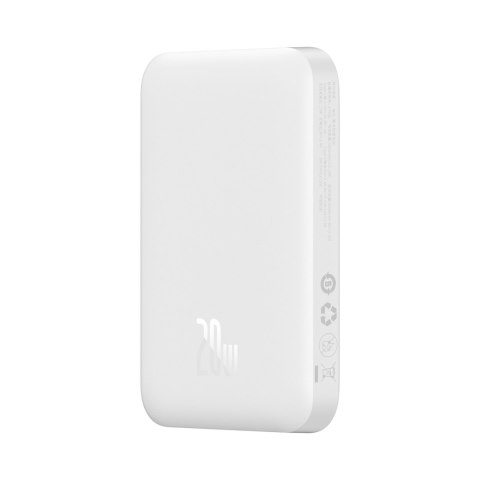 Powerbank magnetyczny 6000mAh 20W Airpow z kablem Baseus Simple USB-C - USB-C 30cm - biały BASEUS