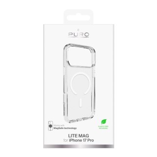 Etui pokrowiec na iPhone 17 Pro MagSafe Lite Mag TPU PC - przezroczysty biały pierścień PURO