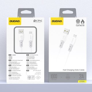Kabel przewód z silikonowym oplotem USB-A - micro USB L25SM 3A 1m - biały DUDAO