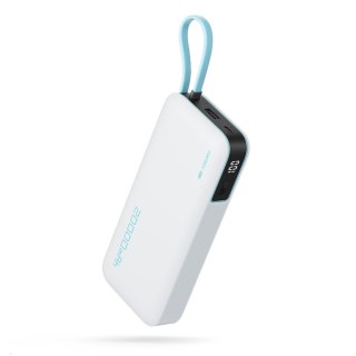 Powerbank 20000mAh USB-A USB-C z wbudowanym kablem USB-C 55W - biały