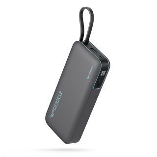 Powerbank 20000mAh USB-A USB-C z wbudowanym kablem USB-C 55W - szary